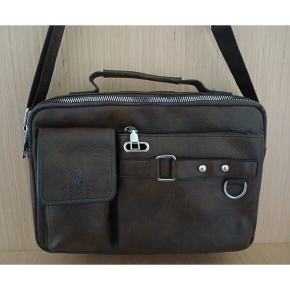WEIXIER Unisex Messenger Shoulder Bag Work Business Crossbody Strap Faux Leather - Picture 3 of 14
